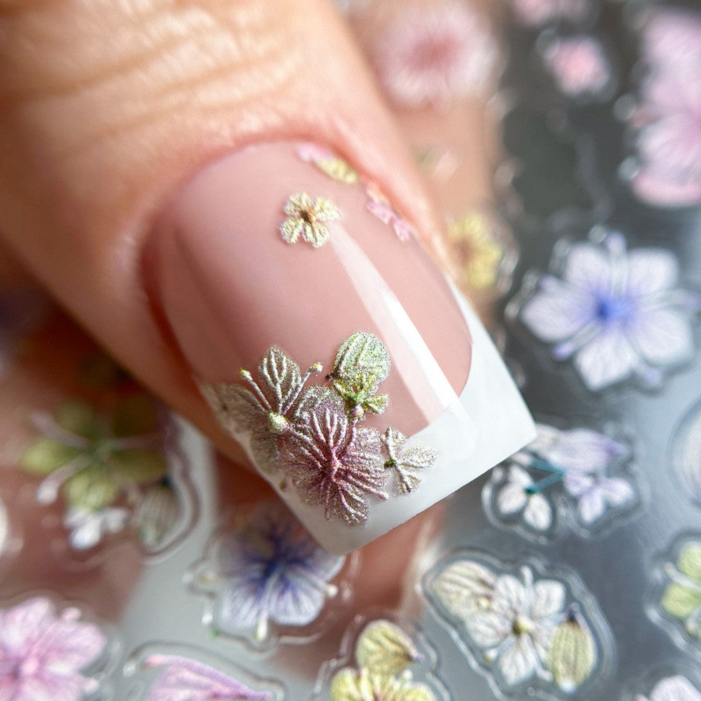 Selbstklebende Nagelsticker 5D bunte Blumen M-2373