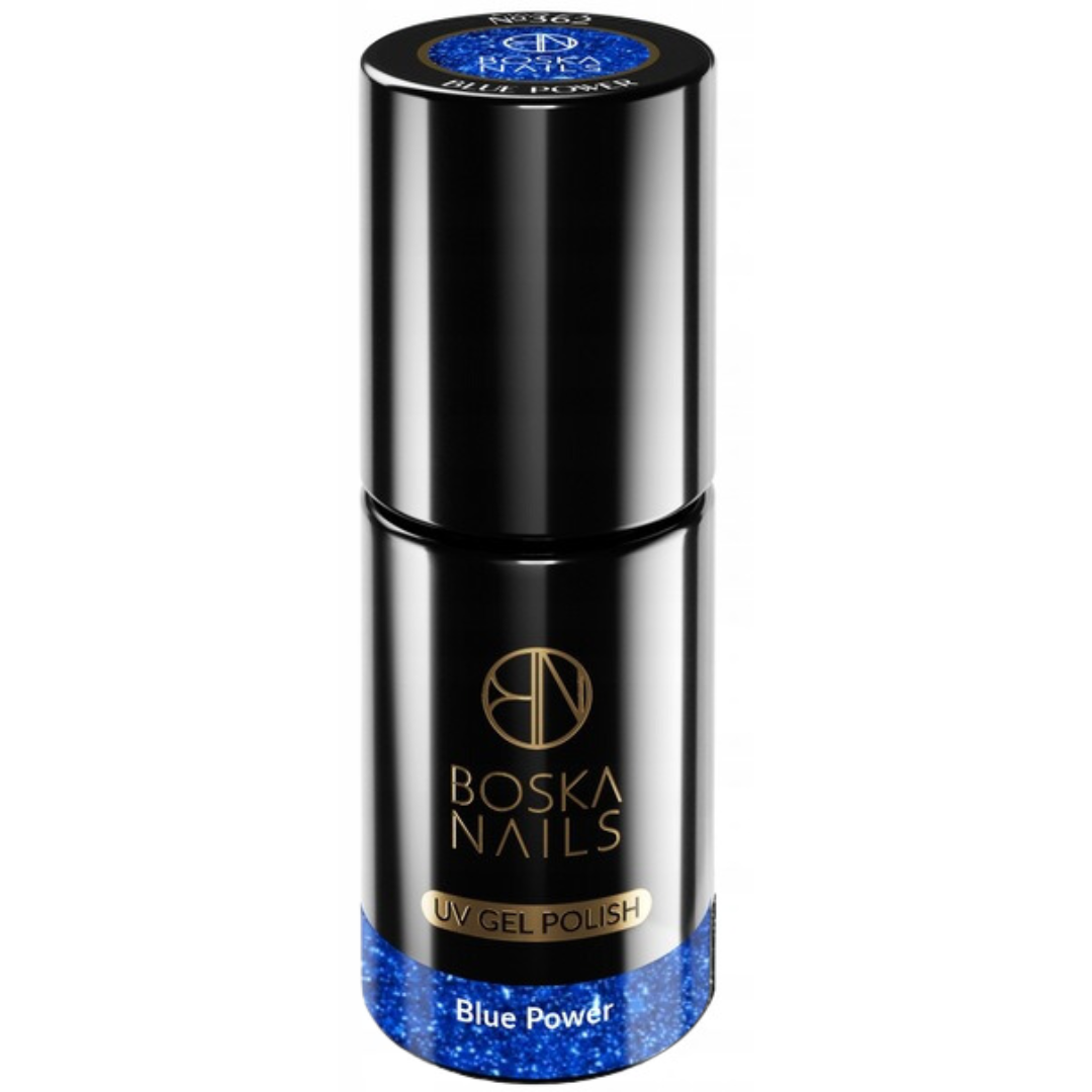 Boska Nails Hybrid Nagellack 362 Blue Power blauer Glitzer 6ml