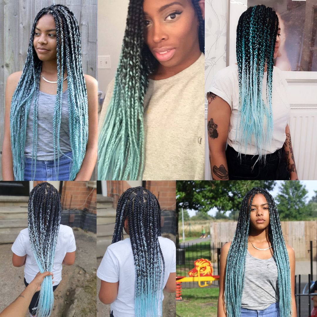 Kunsthaar für Zöpfe B16 Ombre Mint Boxer Braids