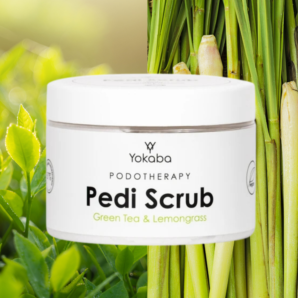 Yokaba Pedi Scrub Podotherapie Fußpeeling Grüner Tee & Zitronengras 300g