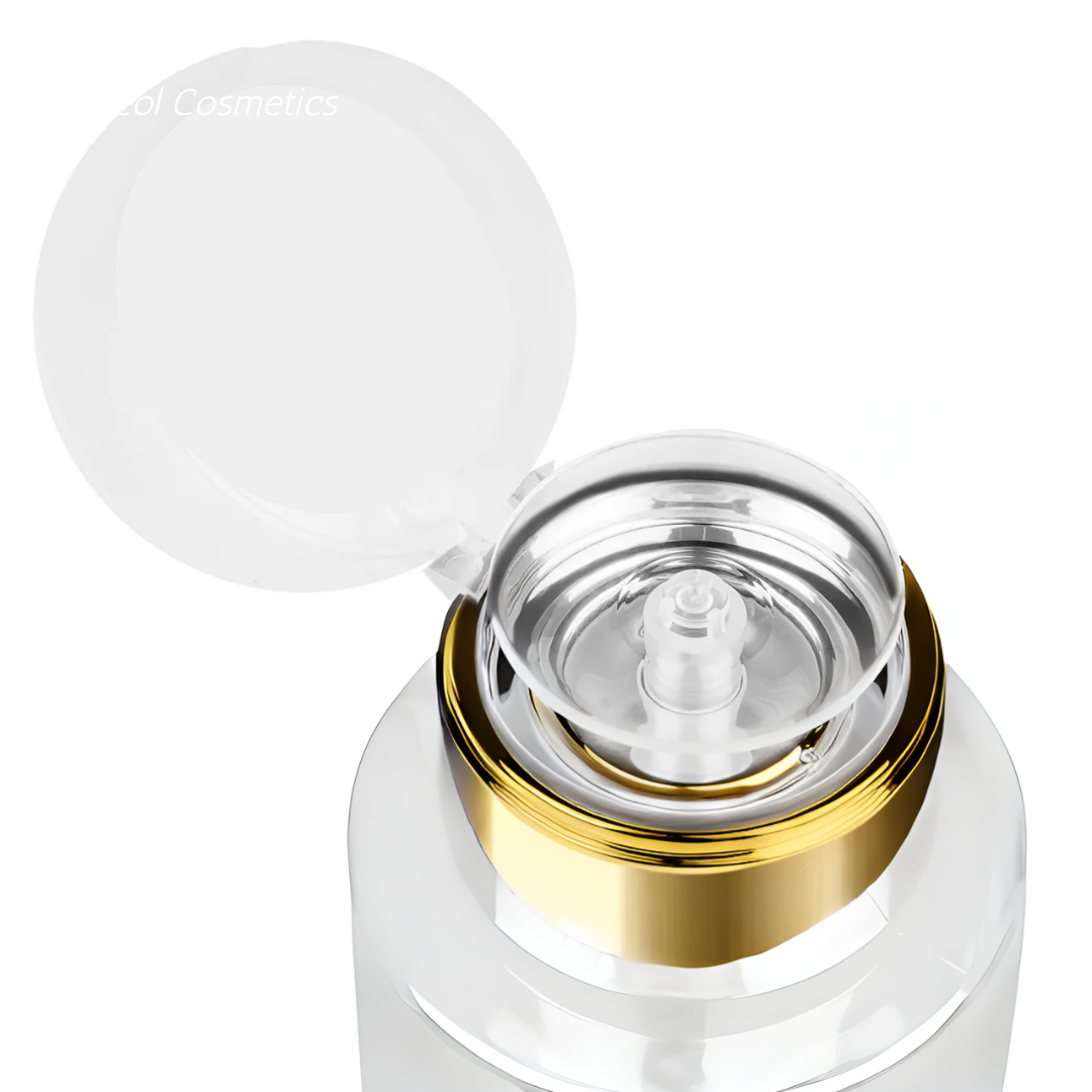 SPENDER mit Pumpe für Reiniger 150ml transparent gold SEOL für Schönheitssalon