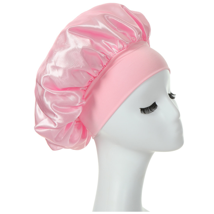Satin-Schlafmütze zum Ölen der Haare PINK verhindert Frizz