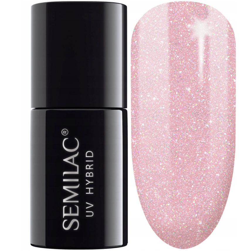 Semilac Base Extend 805 Hybrid-Nagellack 5in1 Glitzer Dirty Nude Rose 7ml