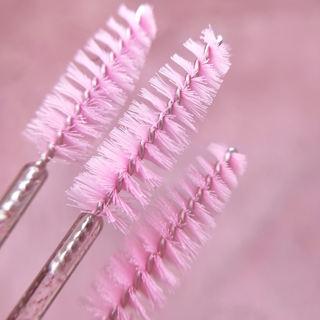 Wimpernspiralbürste Augenbrauen Pink Glitter 50er Set Wimpernverlängerungsspiralen