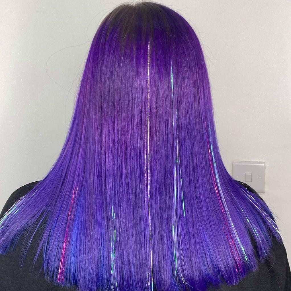 Glitzernde Holo-Haarsträhnen Nr. 6 Lila