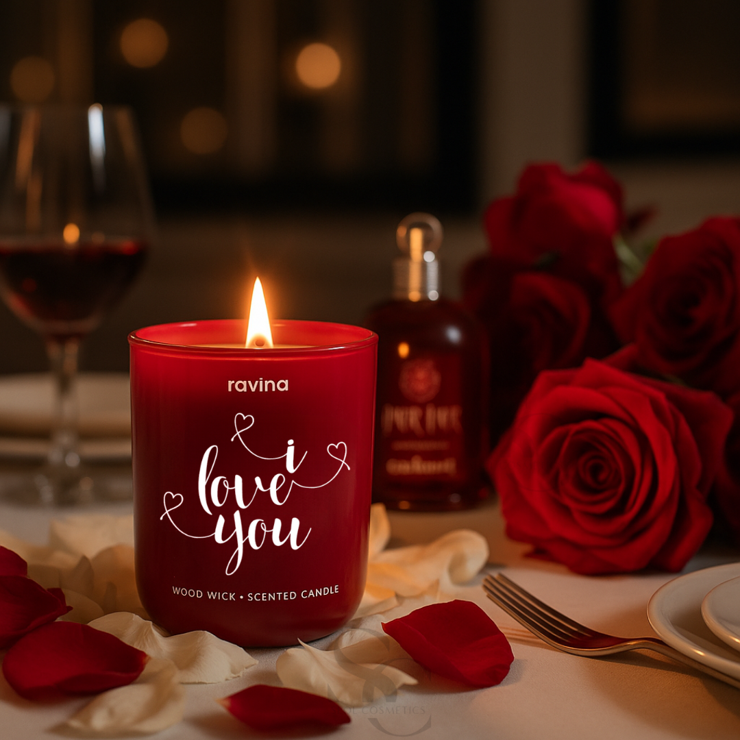 Ravina Soja-Duftkerze, Kerze, 175 g, Holzdocht „I Love You Amore“