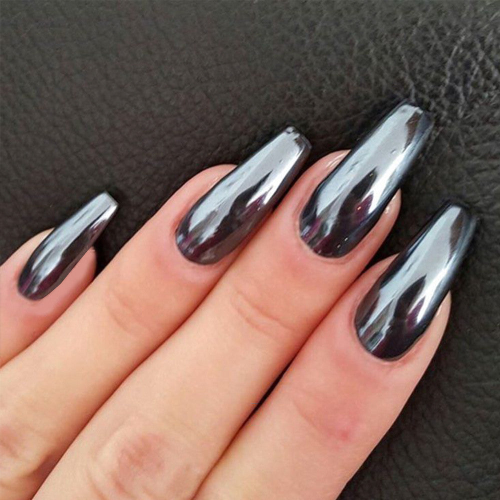 Nagelstaub GLAS schwarzer Spiegeleffekt SCHWARZ Graphit