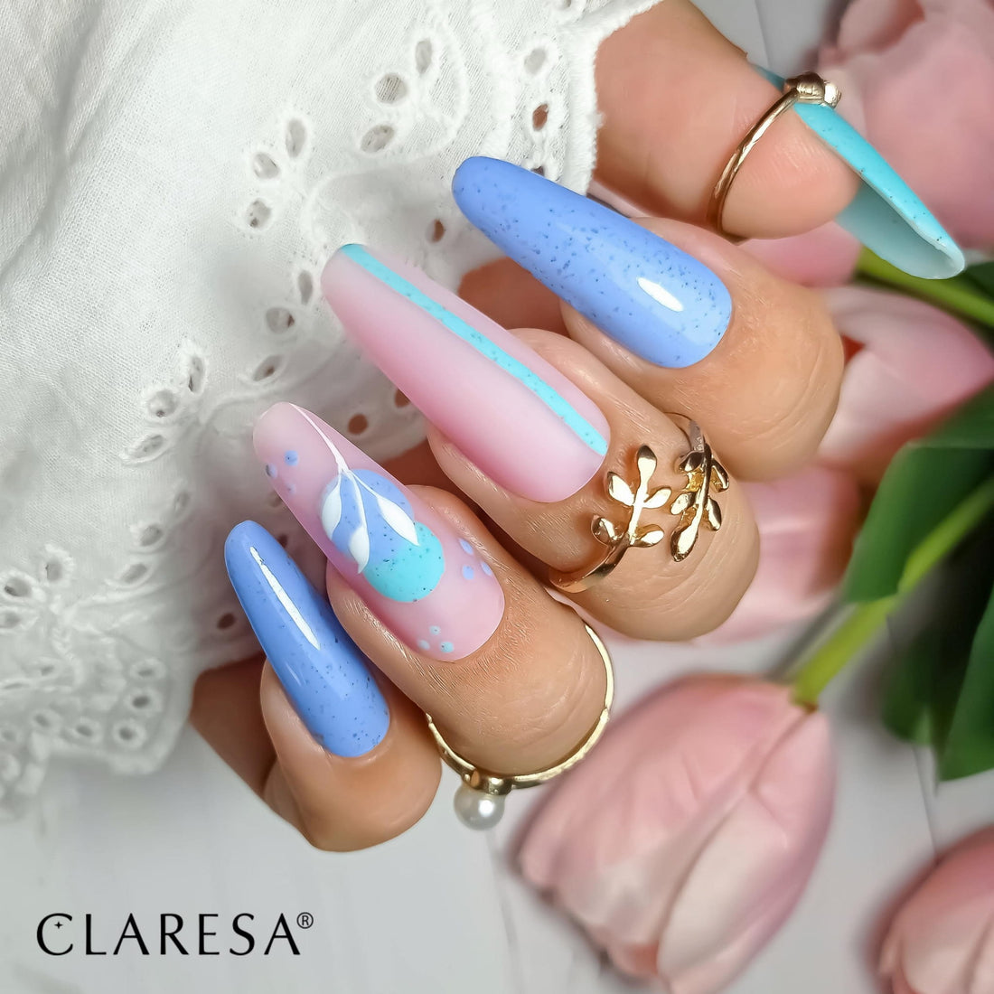Claresa Hybrid Nagellack FESTIVAL VIBES 5 blau mit Punkten