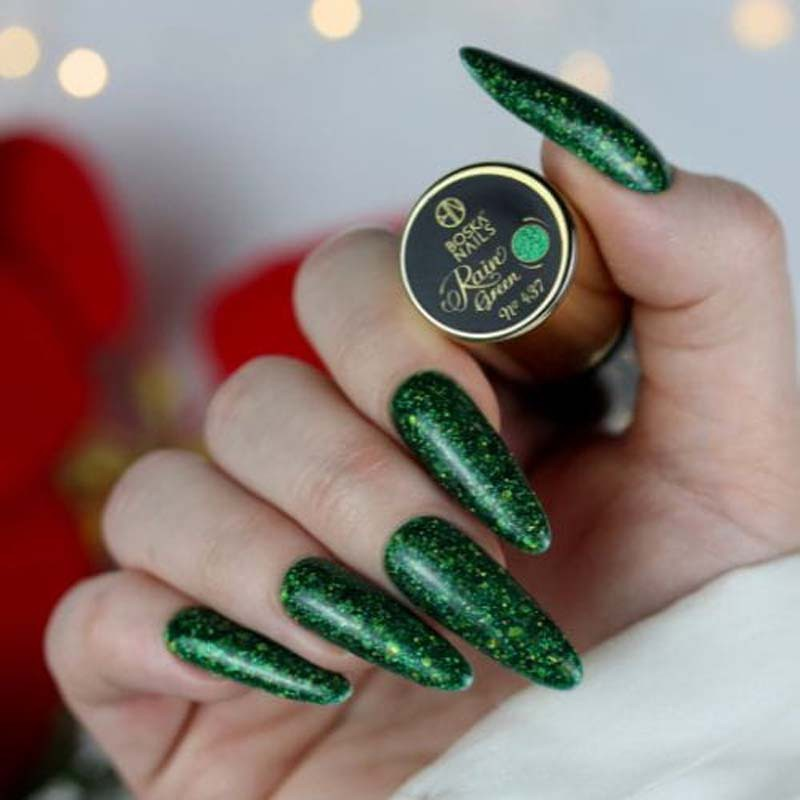 Boska Nails Hybrid Nagellack 437 Green Rain grüner Glitzer 6ml