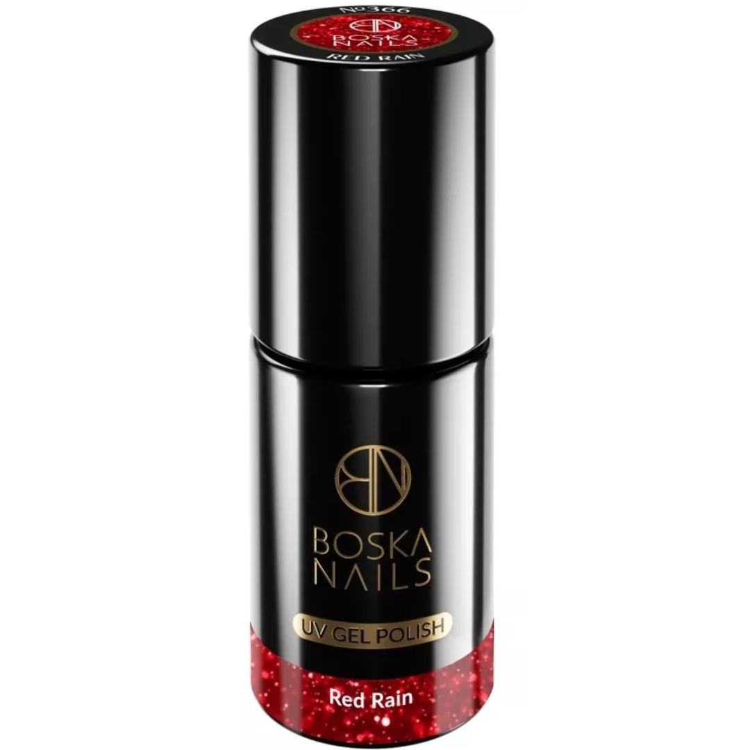 Boska Nails Hybrid Nagellack roter Glitzer Nr. 366 Red Rain 6ml