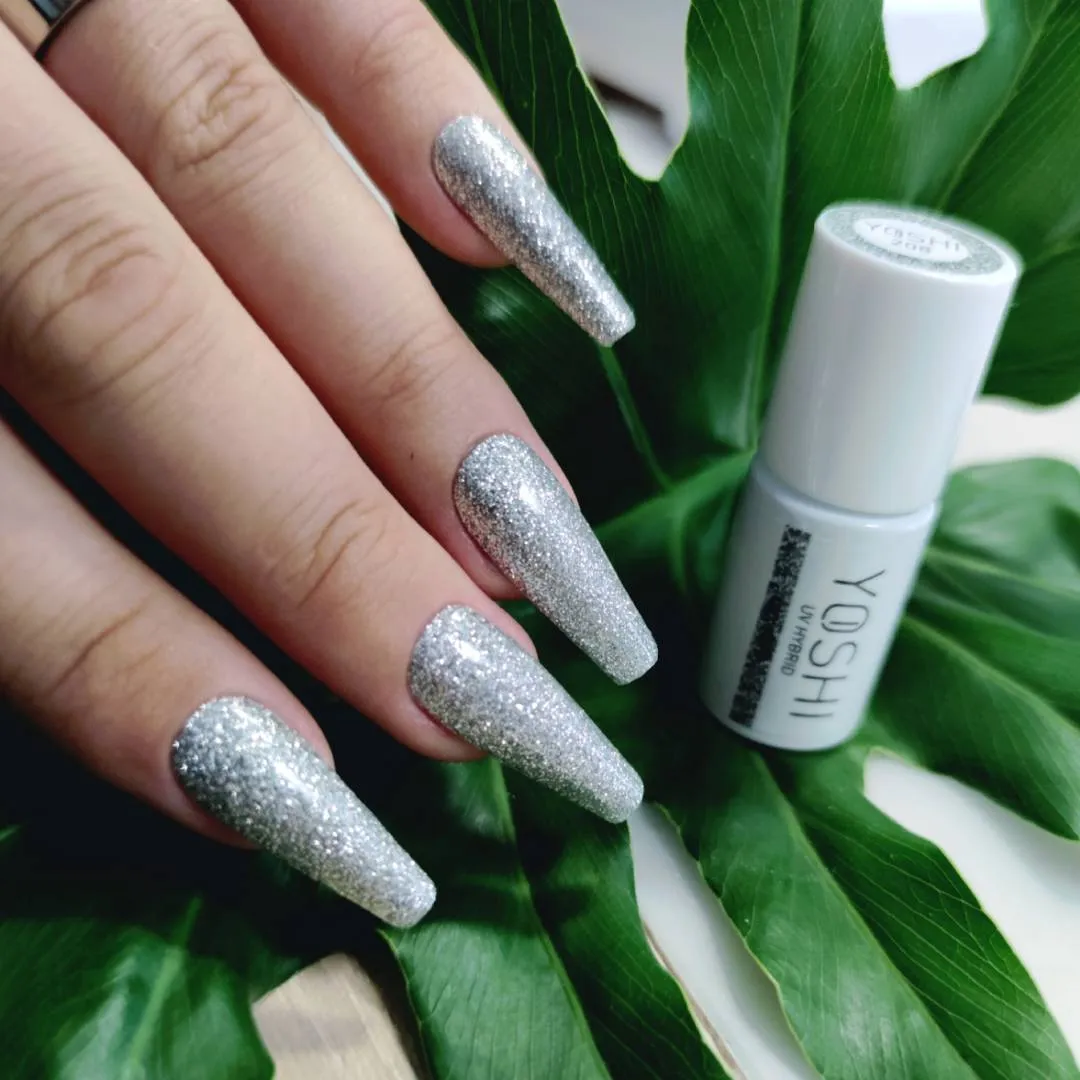 Yoshi UV-Hybrid-Nagellack 208 Lux Yoyo Silber Glitzer 6ml