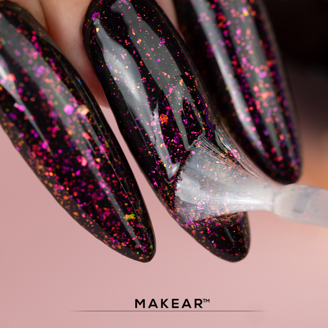 Makear Top Cherry No Wipe Nagellack ohne Abspülen, rosa Chamäleonfolie