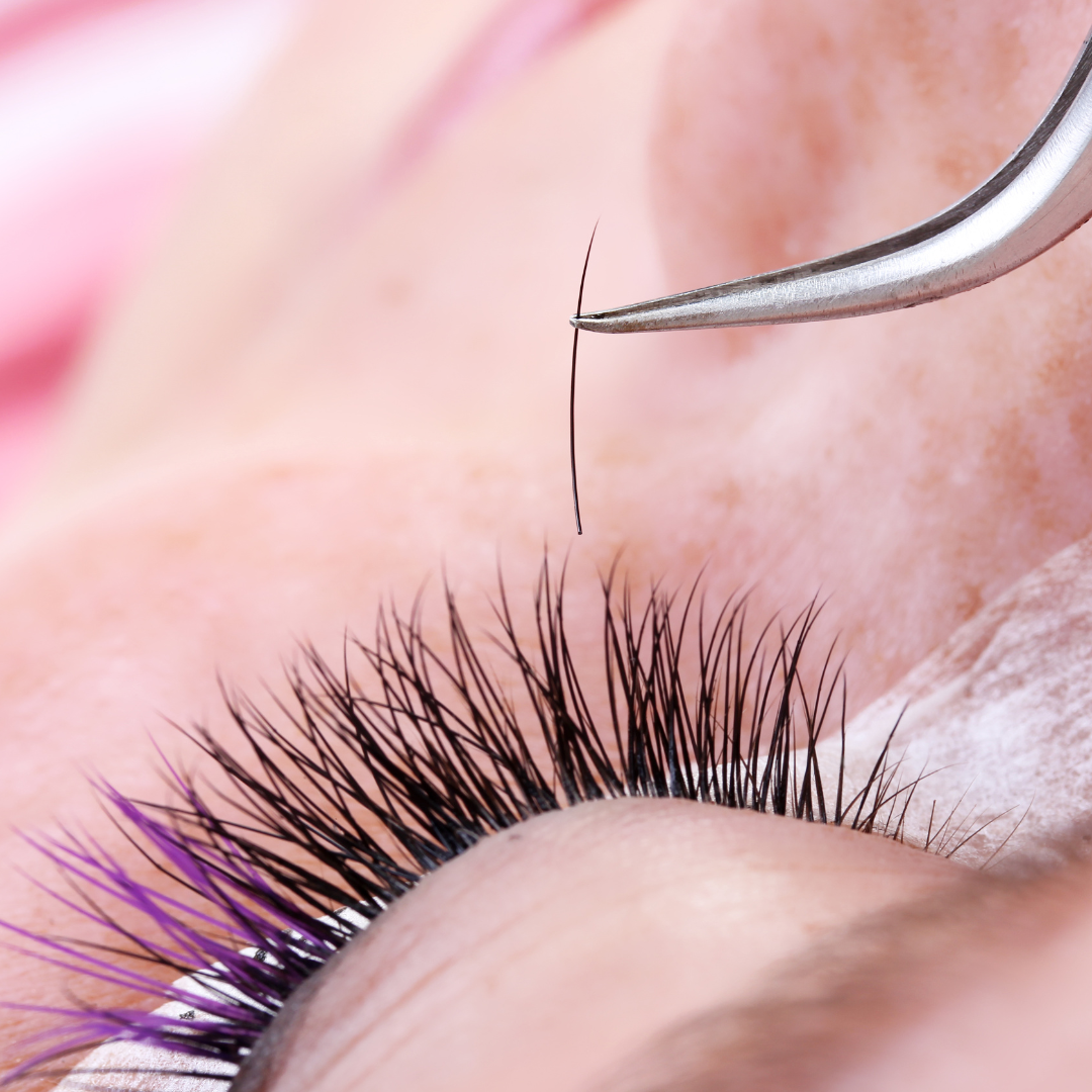 Pinzette für Wimpernverlängerung Styling BENT PINK Präzisionsmetall