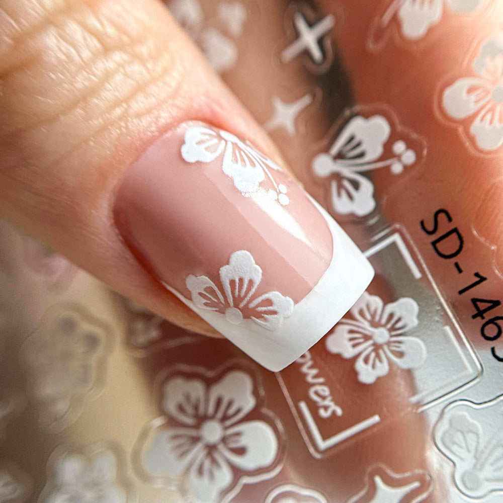 Hawaii Blumen Nagelsticker weiß SD-1463 weiß