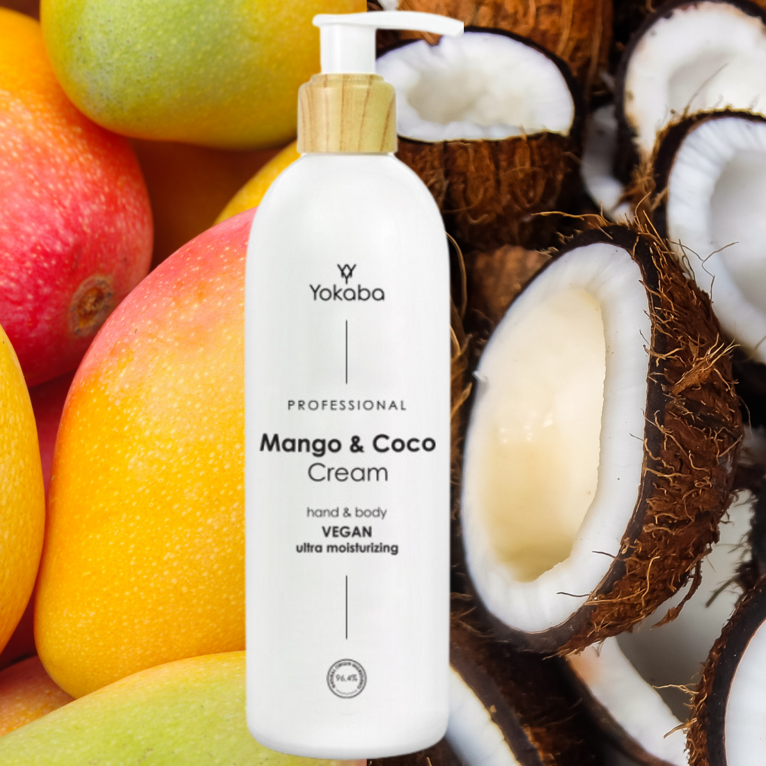 Yokaba Hand- und Körpercreme 240 ml Professionelle Mango- und Kokoscreme für Hände und Körper