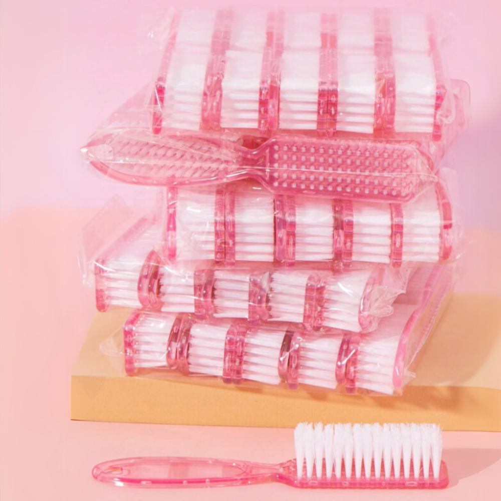 10x Nagelbürste mit Griff Maniküre zum Abstauben und Reinigen der Platte rosa