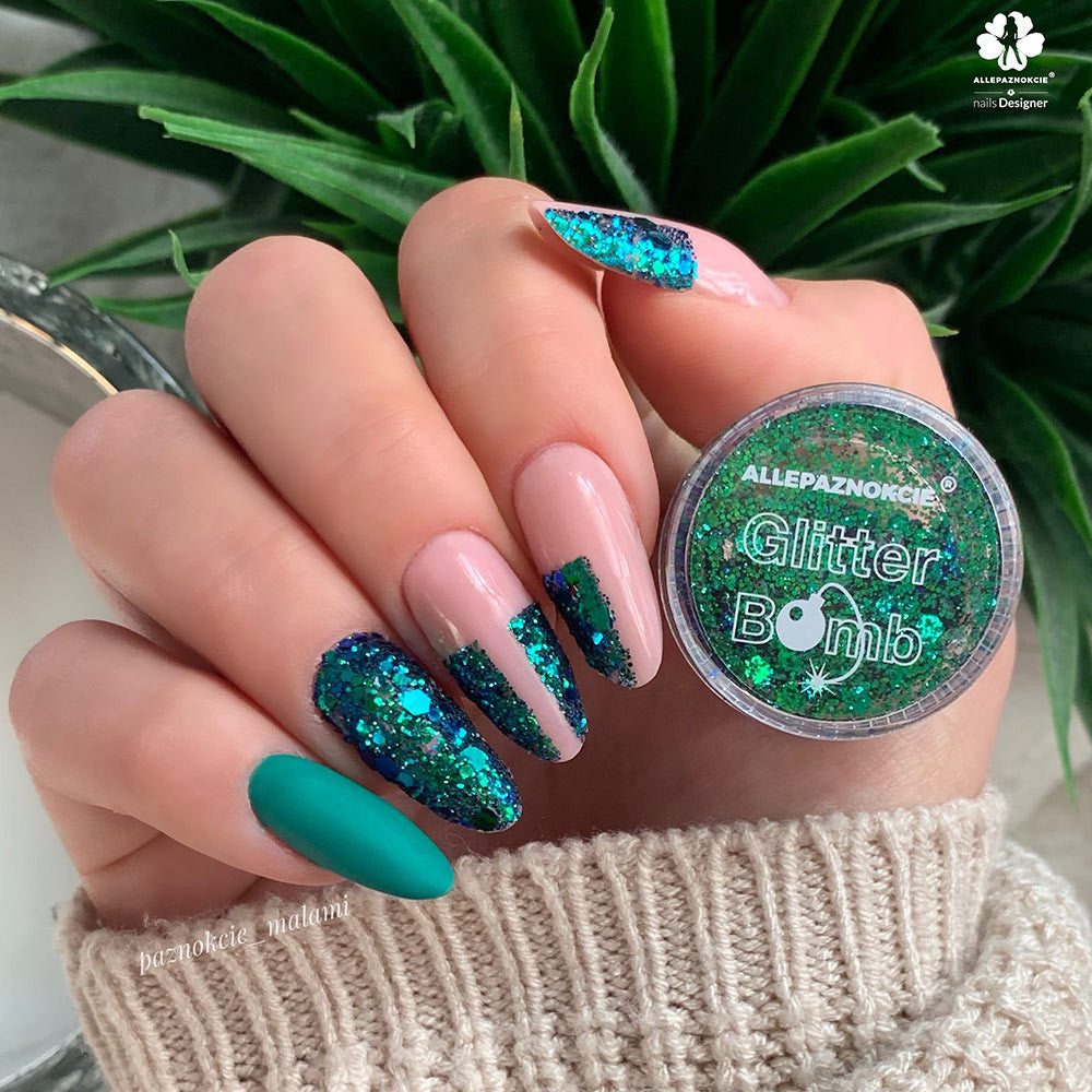 Nagelpulver GLITTER BOMB Green Effect 05 grüner Effekt Prinzessinnennägel