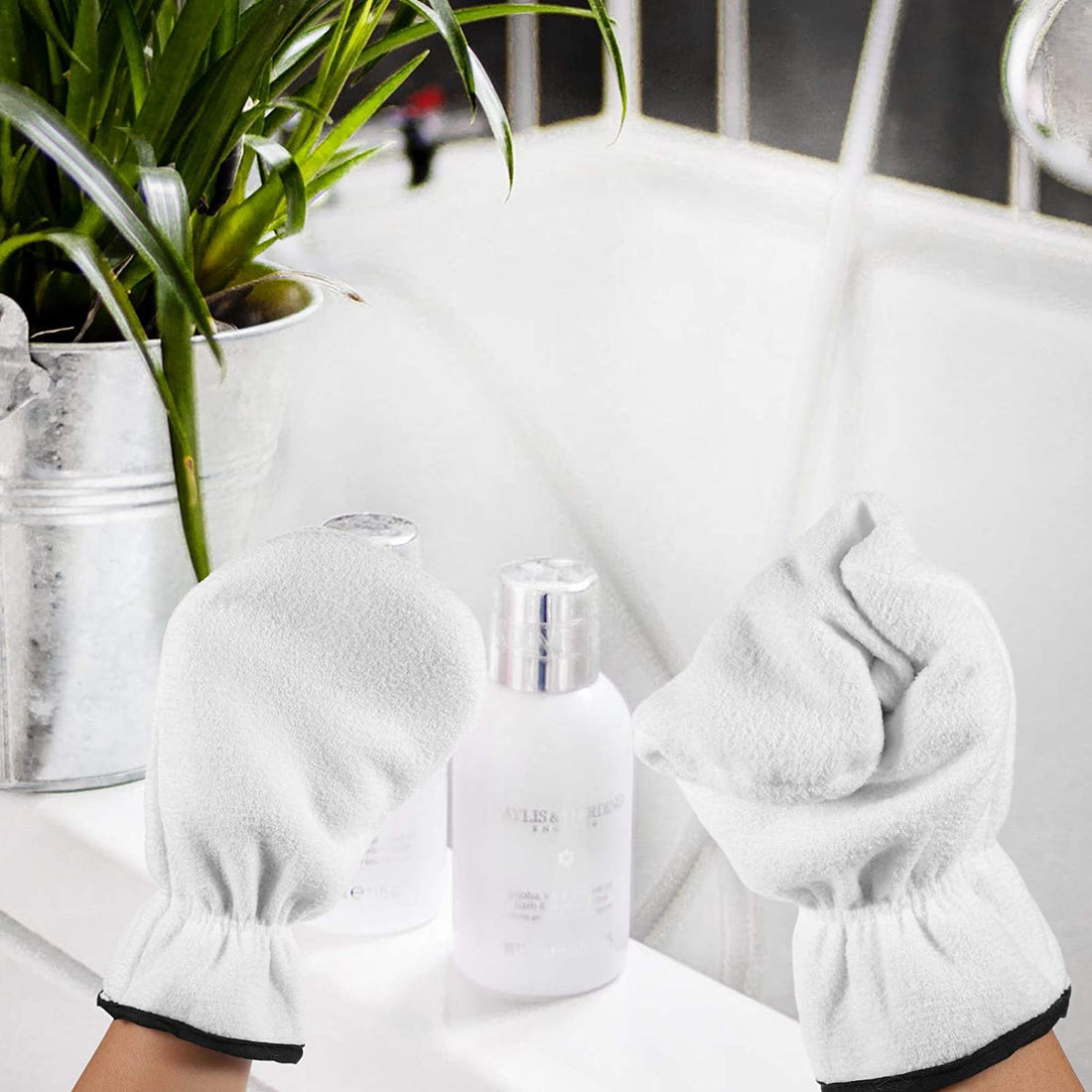 HANDSCHUHE Frottee für Paraffincrememaske 2 Stück Paar Handschuhe weiß
