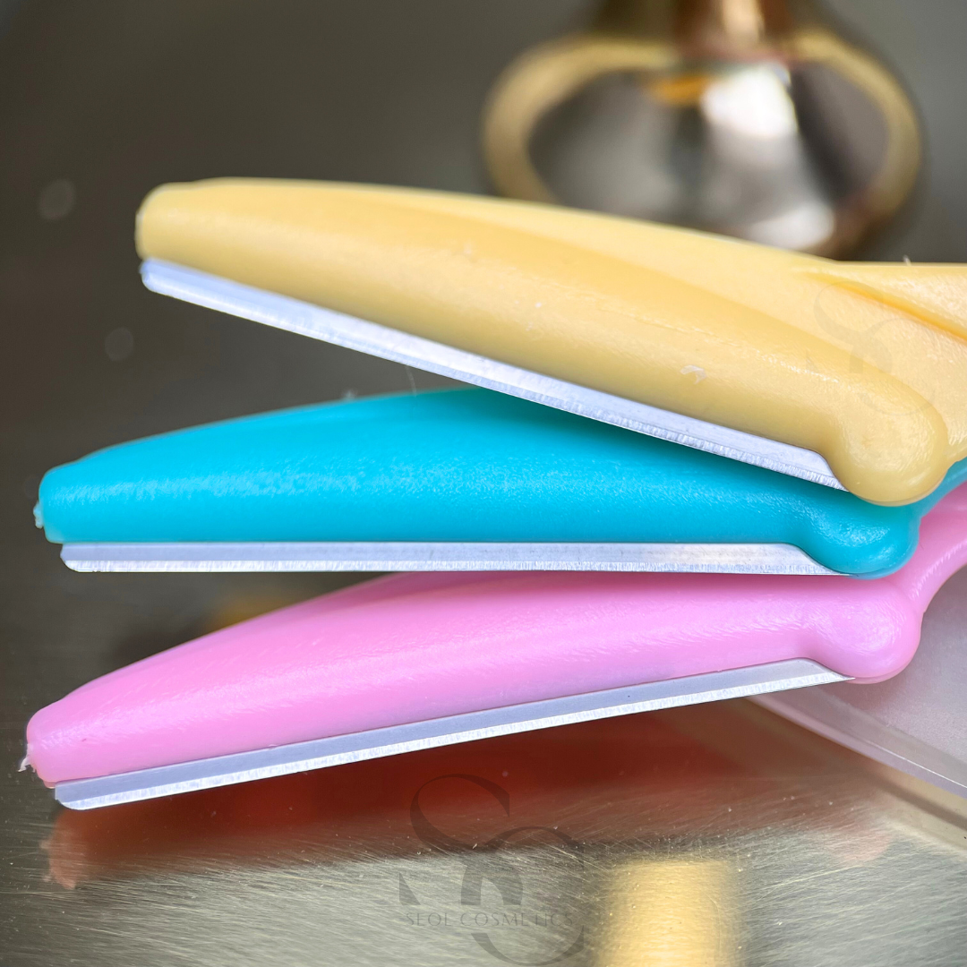 Trimmer-Rasiermesser, 3-teiliges Set mit farbigen Rasierklingen zur Gesichts- und Augenbrauenhaarentfernung