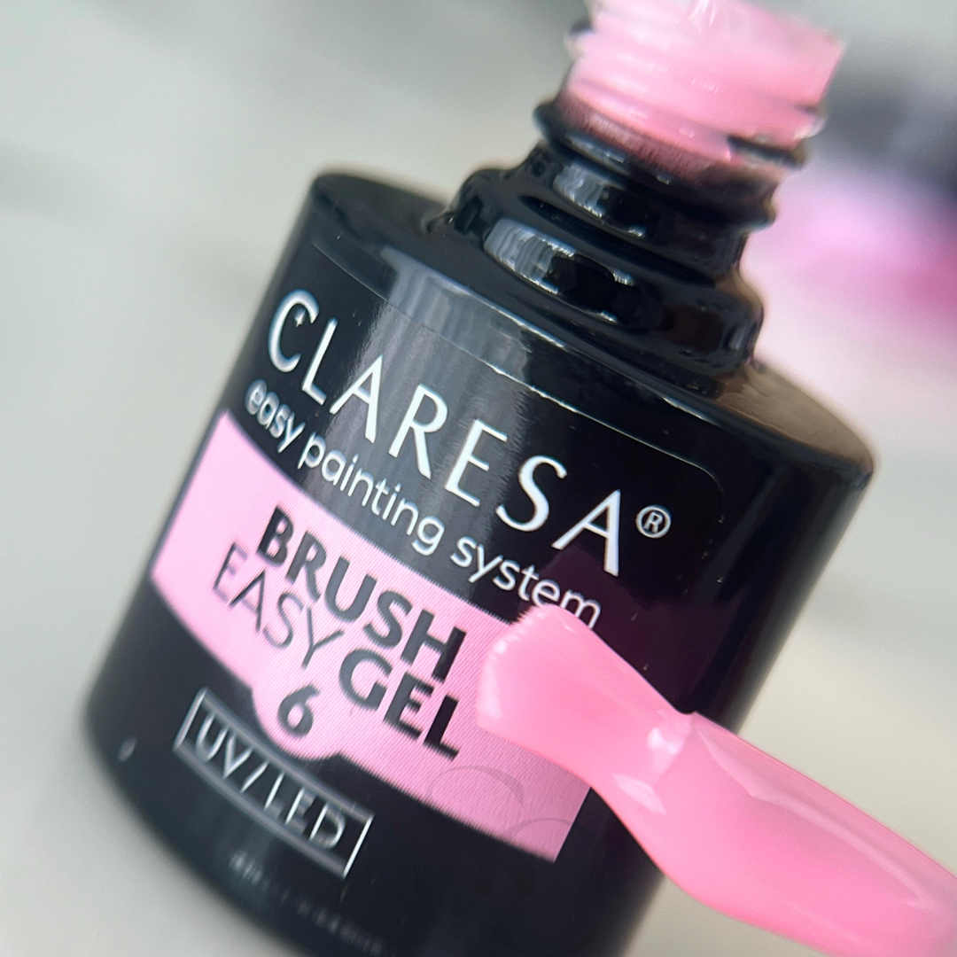 Claresa Nagelgel in der Flasche, Pinsel, Easy Gel 6, Mittelpink, UV/LED, 5 g