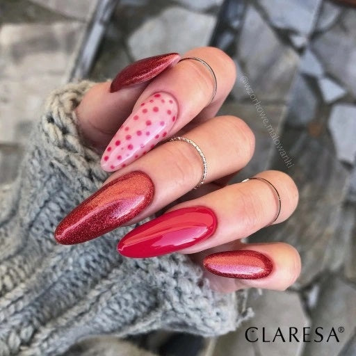 Claresa Hybrid Nagellack KISS ME 5 Burgundy mit Glitzer