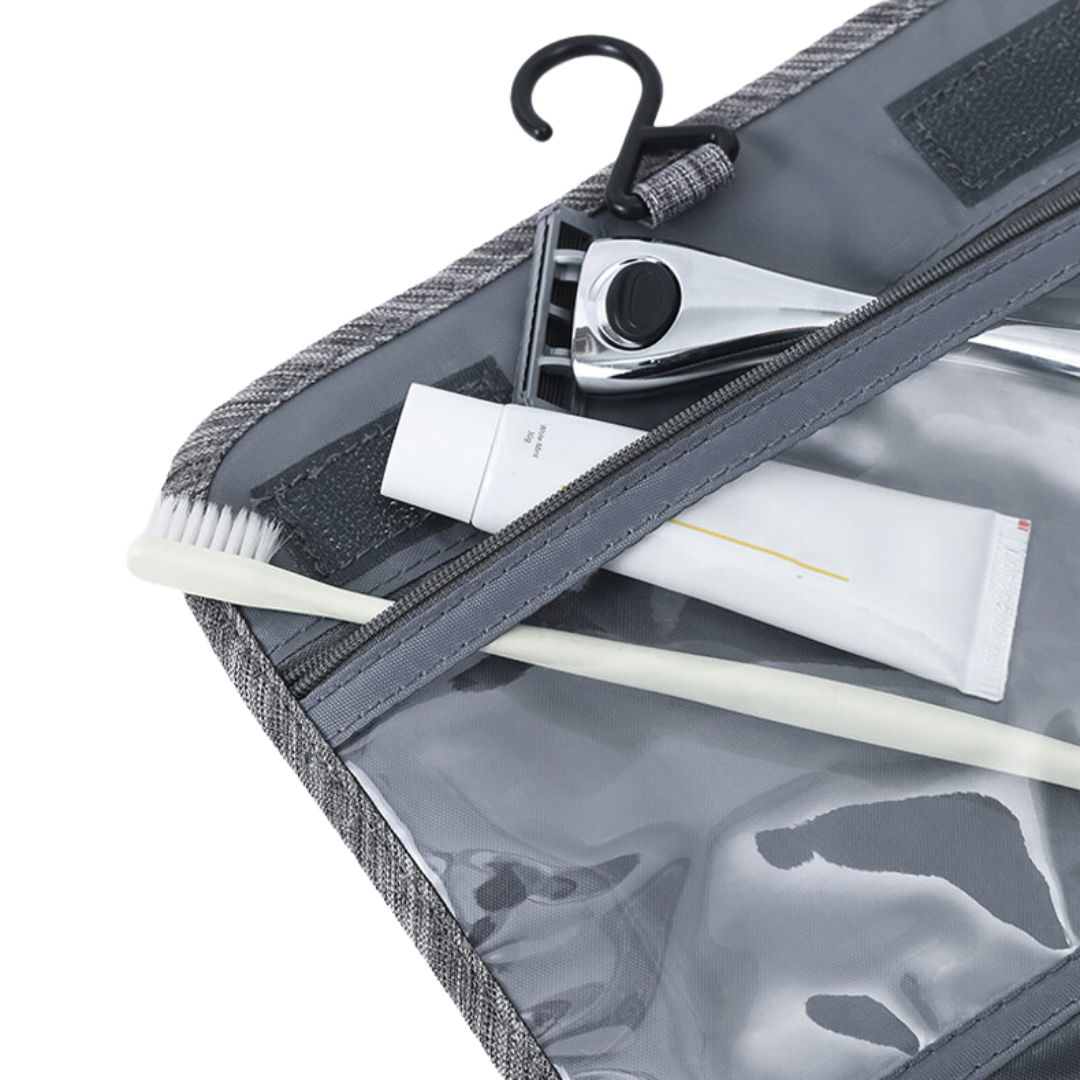 Damen und Herren Reise Kosmetiktasche hängend grau Flugzeug Organizer