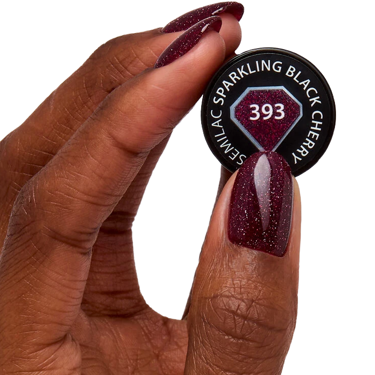 Semilac 393 Sparkling Black Cherry Hybrid-Nagellack, 7 ml, Flash-Effekt