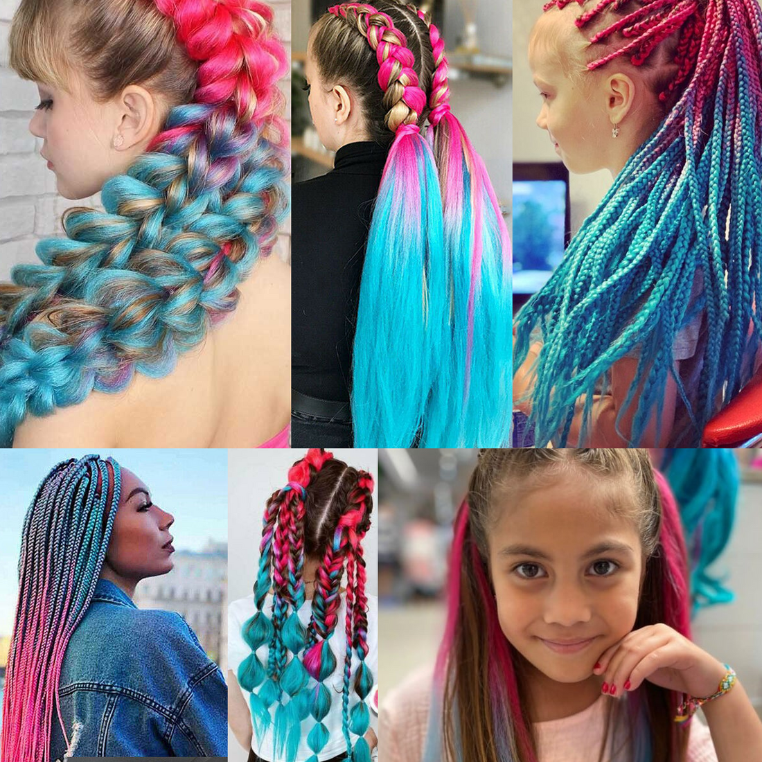 Kunsthaar für Braids B41 Ombre Pink Blau, Boxer Braids