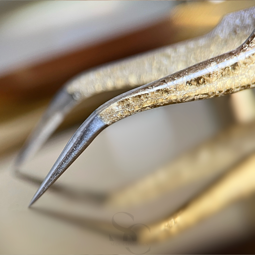 Pinzette für Wimpernverlängerung Styling BENDED PEARL Präzisionsmetall